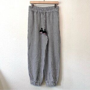 Anthropologie Ollari Woven Plaid Knit Tassel Jogger Pants